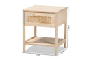 Emlyn Light Brown 1-Drawer End Table w/Natural Rattan Baxton