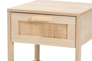 Emlyn Light Brown 1-Drawer End Table w/Natural Rattan Baxton
