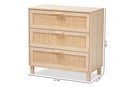 Emlyn Light Brown 3-Drawer Storage Cabinet w/Natural Rattan Baxton