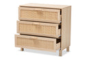 Emlyn Light Brown 3-Drawer Storage Cabinet w/Natural Rattan Baxton