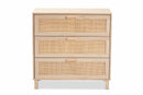 Emlyn Light Brown 3-Drawer Storage Cabinet w/Natural Rattan Baxton