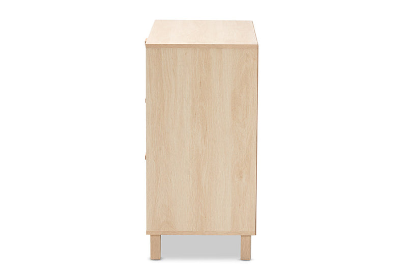 Emlyn Light Brown 3-Drawer Storage Cabinet w/Natural Rattan Baxton