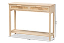 Emlyn Light Brown 2-Drawer Console Table w/Natural Rattan Baxton