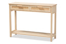 Emlyn Light Brown 2-Drawer Console Table w/Natural Rattan Baxton