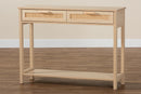 Emlyn Light Brown 2-Drawer Console Table w/Natural Rattan Baxton