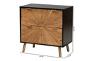 Kalcya Two-Tone Black and Natural Brown 2-Drawer Storage Cabinet Baxton