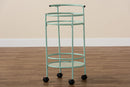 Vanda Mint Green Finished Metal 2-Tier Kitchen Cart Baxton