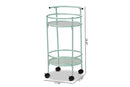 Vanda Mint Green Finished Metal 2-Tier Kitchen Cart Baxton