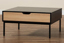Gardner Two-Tone Oak Brown and Black Coffee Table Baxton