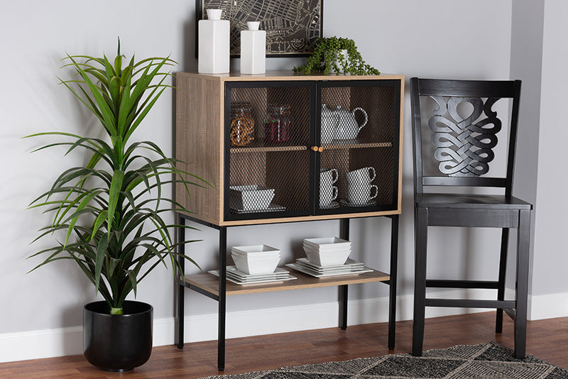 Edmund Modern Industrial Natural Brown Finished Wood and Black Metal 2-Door Sideboard