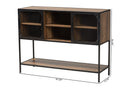 Channary Walnut Brown and Black Metal 2-Door Sideboard Baxton
