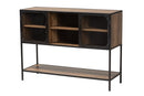 Channary Walnut Brown and Black Metal 2-Door Sideboard Baxton