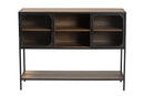 Channary Walnut Brown and Black Metal 2-Door Sideboard Baxton