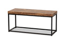 Dahlia Walnut Brown and Black Metal Accent Bench Baxton