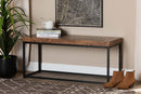 Dahlia Walnut Brown and Black Metal Accent Bench Baxton