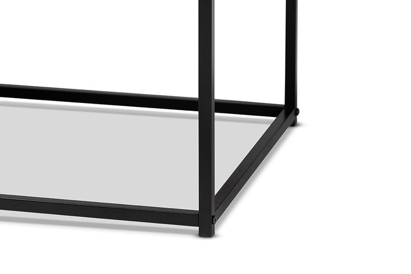 Calhoun Weathered Oak and Black Metal 2-Drawer Coffee Table Baxton
