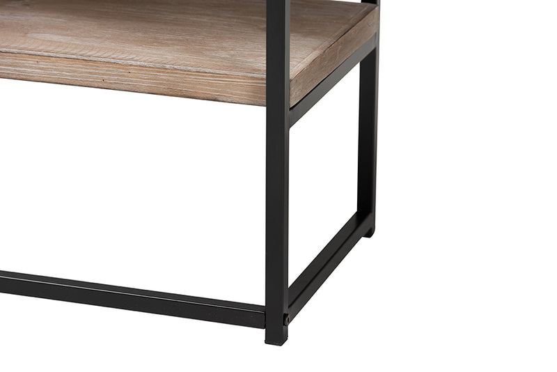 Jacey Modern Industrial Natural Brown Finished Wood and Black Metal 2-Drawer Console Table