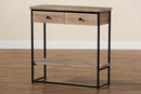 Jacey Natural Brown and Black Metal 2-Drawer Console Table Baxton