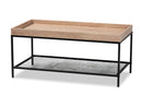 Zentra Oak Brown and Black Metal Coffee Table Baxton