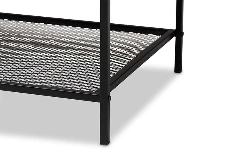 Zentra Oak Brown and Black Metal Coffee Table Baxton