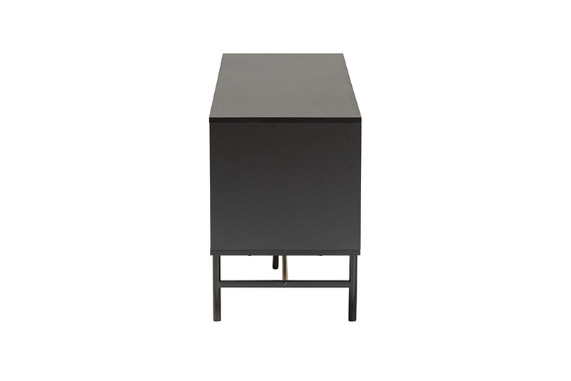 Larese Modern Dark Brown Finished Wood and Two-Tone Black and Gold Metal TV Stand