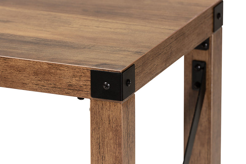 Pavone Modern Farmhouse Natural Brown and Black Metal Console Table Baxton