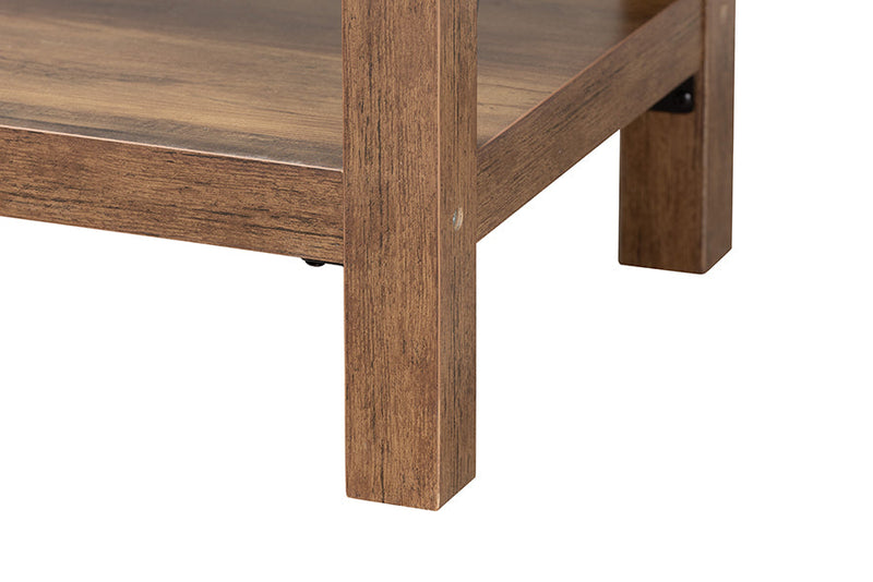 Pavone Modern Farmhouse Natural Brown and Black Metal Console Table Baxton
