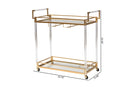 Claude Gold Metal and Glass Wine Cart Baxton