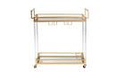 Claude Gold Metal and Glass Wine Cart Baxton