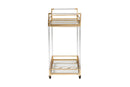 Claude Gold Metal and Glass Wine Cart Baxton