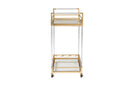 Claude Gold Metal and Glass Wine Cart Baxton