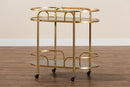 Rose Gold Metal and Tempered Glass 2-Tier Wine Cart Baxton