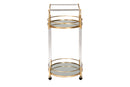 Eisa Gold Metal and Mirrored Glass 2-Tier Wine Cart Baxton