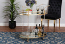 Eisa Gold Metal and Mirrored Glass 2-Tier Wine Cart Baxton
