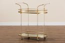 Eisa Gold Metal and Mirrored Glass 2-Tier Wine Cart Baxton