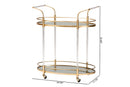 Eisa Gold Metal and Mirrored Glass 2-Tier Wine Cart Baxton