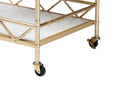 Marie Gold Metal and White Marble 2-Tier Wine Cart Baxton