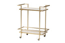 Sarter Gold Metal and White Marble 2-Tier Wine Cart Baxton