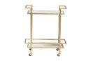 Sarter Gold Metal and White Marble 2-Tier Wine Cart Baxton