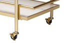 Sarter Gold Metal and White Marble 2-Tier Wine Cart Baxton