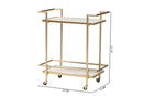 Sarter Gold Metal and White Marble 2-Tier Wine Cart Baxton