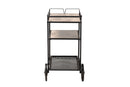 Felix Walnut Brown and Black Metal Mobile Wine Cart Baxton