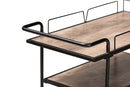 Felix Walnut Brown and Black Metal Mobile Wine Cart Baxton