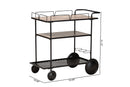 Felix Walnut Brown and Black Metal Mobile Wine Cart Baxton