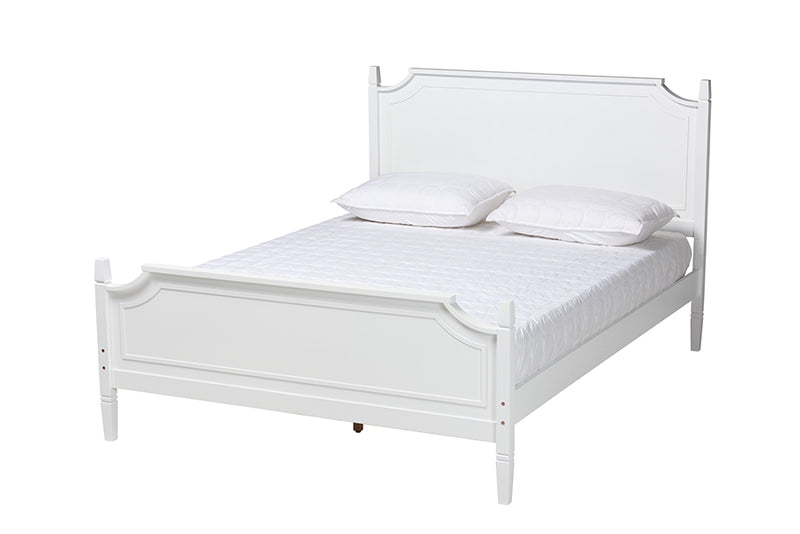 Nox Classic and Traditional White Finished Wood Queen Size Platform Bed