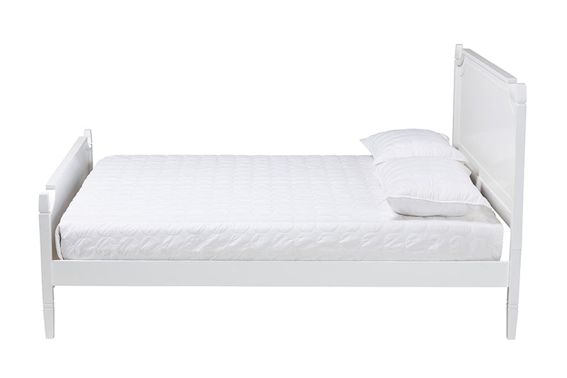 Nox Classic and Traditional White Finished Wood Queen Size Platform Bed