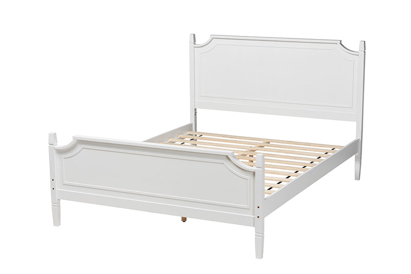 Nox Classic and Traditional White Finished Wood Queen Size Platform Bed