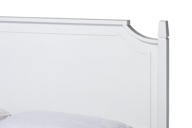 Nox Classic and Traditional White Finished Wood Queen Size Platform Bed