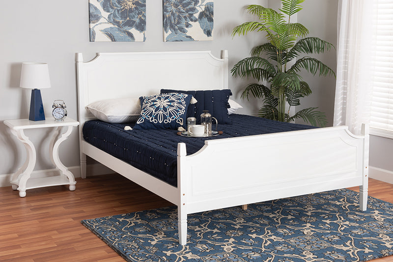 Nox Classic and Traditional White Finished Wood Queen Size Platform Bed