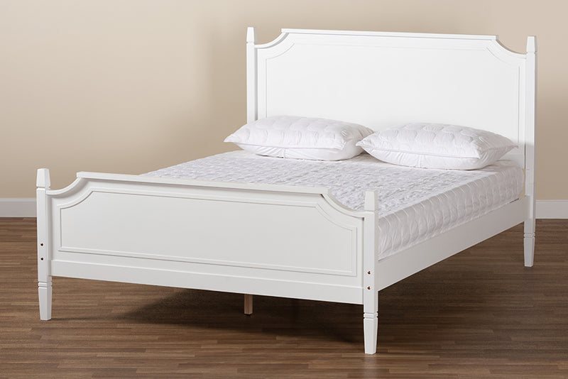 Nox Classic and Traditional White Finished Wood Queen Size Platform Bed